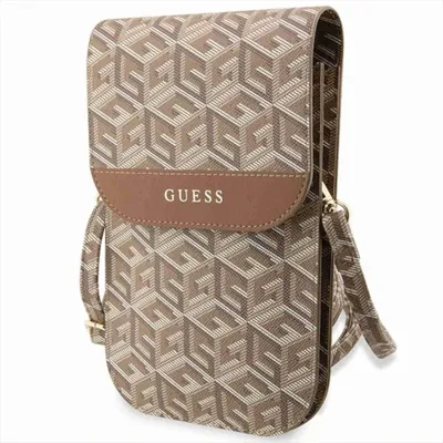 Produktbild von Guess Universell Handy Tasche Umhängetasche Schutz GCube Stripe Braun