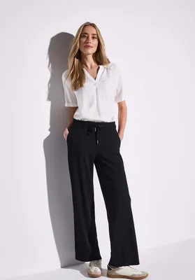 Produktbild von Street One Wide Leg Hose 'Wide Leg Hose mit Struktur', A379034, Black, Gr. 42 x 30