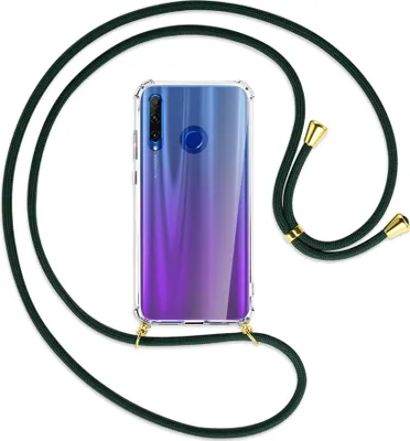 Produktbild von Handykette Backcover-Schutzhülle mit Band (Metall goldfarben) für Honor 20 Lite / 20e - dunkelgrün
