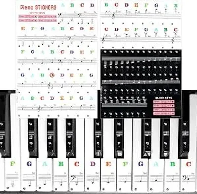 Produktbild von Piano Keyboard Note Stickers - Selbstklebende Verpackungsstickers - Toetsenbord Stickers für Kinder