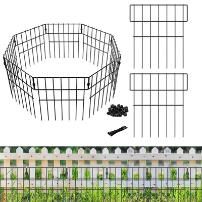 Gartenzaun 10er-Set, 43x33 cm, Metall, schwarz, Tierbarriere