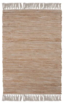Produktbild von Handwebteppich - 60 x 90 cm - Beige - Weiß - mit Quasten