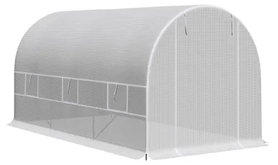 Obrázek produktu pro Skleník, 400 cm x 200 cm x 200 cm, zesílená PE tkanina, pozinkovaná ocelová konstrukce, odvětrávaná konstrukce, vhodný pro pěstování zeleniny a květin