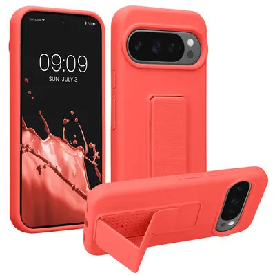 Produktbild von kwmobile Handyhülle für Google Pixel 10 / Pixel 10 Pro Hülle - TPU Silikon Case mit Fingerhalter und Stand - Schutzhülle Cover in Koralle