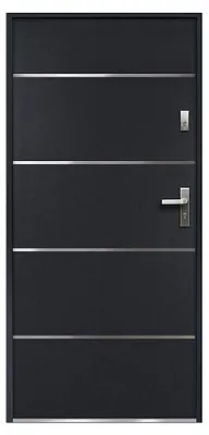 Produktbild von Eingangstür aus Edelstahl, massiv, 207 × 100 cm (H × B), anthrazitfarben - linker Flügel - NAXARA