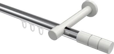 Produktbild von Interdeco Innenlaufstange / Gardinenstange mit Innenlauf Chrom / Weiß, Typ Prestige Elanto (Rillenzylinder), 20 mm Ø 1-läufig, 100 cm