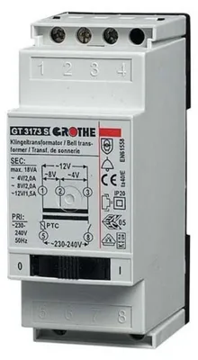 Produktbild von Grothe Klingeltransformator GT 3139 S 8/12V 1.3/1A mit Netzschalter (14049)