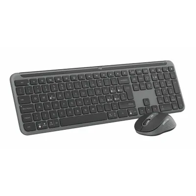 Produktbild von Logitech Signature Slim Combo MK950, Kabellos, RF Wireless + Bluetooth, Scherenschalter, QWERTY, Graphit, Maus enthalten