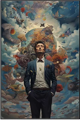 Produktbild von Wallario Wandbild Gedankenuniversum, Größe: 61 x 91,50 cm, Poster mit schwarzem Aluminiumrahmen