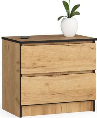 Produktbild von Kommode mit 2 Schubladen 60 cm, Farbe: Craft Eiche, H: 40 cm, B: 40 cm, T: 35 cm. Schrank für Wohnzimmer, Büro, Schlafzimmer