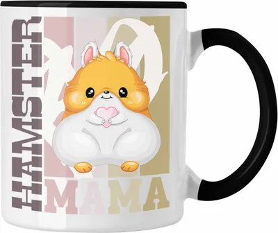 Produktbild von Trendation - Hamster Mama Tasse Geschenk für Hamster Besitzerin Spruch Geschenkidee (Schwarz)