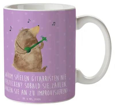 Produktbild von Mr. & Mrs. Panda Tasse Gitarre Improvisation - Lavendeltraum - Geschenk, Akustik, Kaffeetasse, Liebe, Kaffeebecher, Musiker, Keramiktasse, Lernen, Becher, Instrument