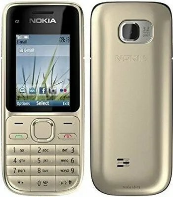 Front and back view of a Nokia C2-01 mobile phone.