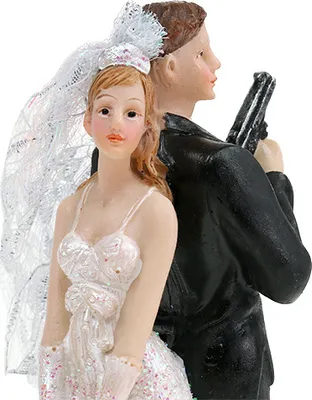 Produktbild von Tortenfigur Brautpaar Agenten Hochzeit Deko 15,5cm