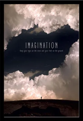 Image de Motivational - Poster - Imagination + cadre interchangeable, Shinsuke® Maxi MDF noir, vitre acrylique