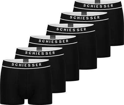 Produktbild von Schiesser 6er Pack - 95/5 - Organic Baumwolle Retro Short / Pant Körpernahe Shorts mit Webgummibund , Kontraststarke Logo-Prägung am Bund, Elastische Single-Jersey-Qualität