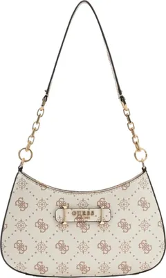 Image de GUESS Sacs Sac à main en similicuir Carrie Logo Top Zip Shoulder Bag vanilla logo
