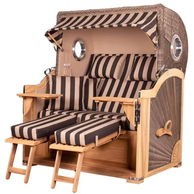 Produktbild von Strandkorb-Set - bene living - Königssee Teak - PE grau- Modell 581 - inkl. Liftersystem
