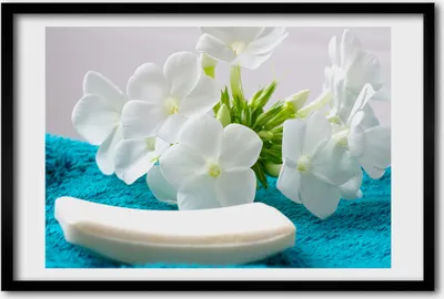 Produktbild von Bild 60x40 MDF-Rahmen, Wandkunst Weiße Blumen Spa