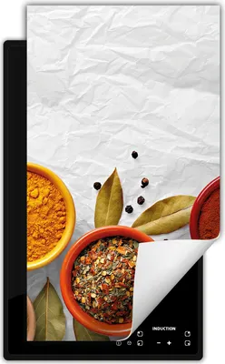 Produktbild von DarHaus Herdabdeckplatte 1 teilig 30x52 cm Anti Rutsch Matte Aufrollbar, weiß - Gewürze
