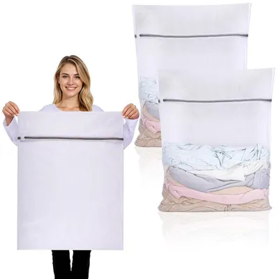 Obrázek produktu pro Síťka na prádlo, velká, 60 x 80 cm, 2 kusy, s hrubými oky, vhodná pro pračku i sušičku