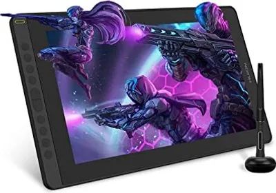 Produktbild von Huion Kamvas 16 Grafik-Tablet-Display, 15,6 Zoll Full Laminat Screen Pen 10 programmierbare Drucktasten, 8192 Levels Batterie-freier Stift, Stütze