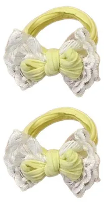 Produktbild von Haargummi mit Stickerei, doppellagiger Schleife, hochelastischer Zopfhalter, Damen-Haaraccessoire