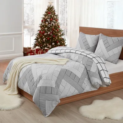 Produktbild von Buymax® Bettwäsche Bettbezug 155x220 cm, Kopfkissenbezug 80x80 cm 2 teilig Deckenbezug Set aus 100% Baumwolle Biber Flanell Winter mit Reissverschluss
