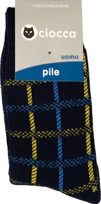 Obrázek produktu pro Pánské ponožky CIOCCA, pár teplých a měkkých krátkých ponožek z fleece, č. výrobku 662/1, velikost 40–45, 9 % polyamidu, 1 % Elastanu, 90 %.Polyakrylu
