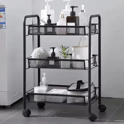 Productafbeelding van Ruhhy 24749 Rek op wieltjes, metaal, 3 planken, zwart