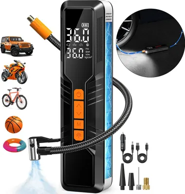 Produktbild von Kabelloser Auto Reifen Luftkompressor 12V Tragbarer Elektrischer Mini Pumpen mit Digitalanzeige, USB, LED