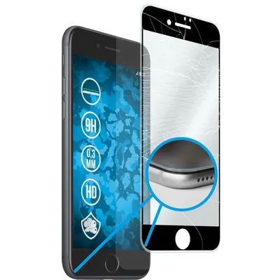 Produktbild von 1er-Pack PhoneNatic Glas-Folie klar full-screen mit Silikonrahmen schwarz kompatibel mit Apple iPhone 8 Plus - Panzerglas für iPhone 8 Plus