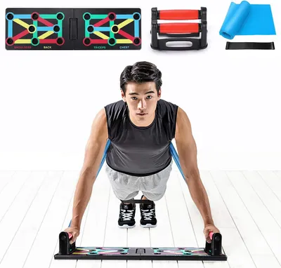 Produktbild von Faltbares Push-Up-Board für das Home-Workout – Multicolor-Fitnessübungen für Brust, Schultern und Trizeps