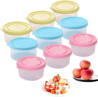 Produktbild von Set mit 9 kleinen, auslaufsicheren Kunststoffbehältern (160 ml), stapelbar, mikrowellen- und gefriergeeignet