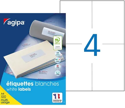 Produktbild von Agipa White Multipurpose 100 A4 105 x 148,5, Weiß, 105 mm, 148.5 mm
