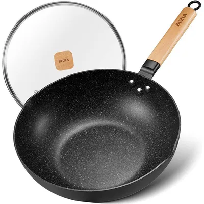 Obrázok produktu pre Indukčná wok panvica s pokrievkou N12421, 30 cm, čierna