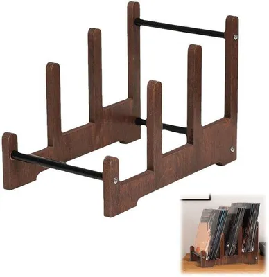 Produktbild von Ibenzoa® Massiver Vinylständer aus Holz – robuster Retro-Display mit 3 Fächern für LPs & CDs, polierte Oberfläche, stabile Aufbewahrung