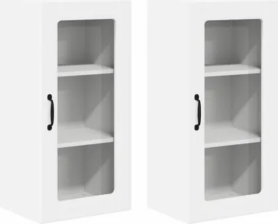 Obrázek produktu pro Nástěnná skleněná skříň PORTO 2 pcs Bílá 40 x 31 x 80 cm