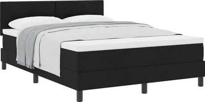 Produktbild von vidaXL Boxspringbett mit Kopfteil Schwarz 140 x 200 cm Stoff