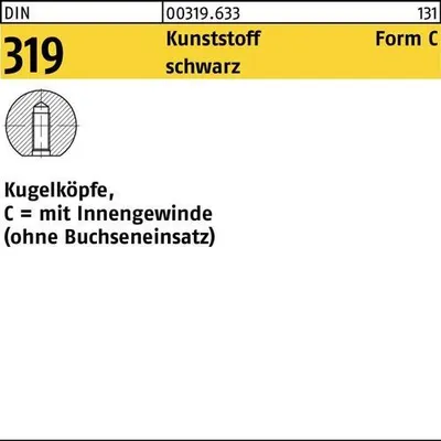 Produktbild von Reyher  Kugelknöpfe DIN 319 Kunstst. C 50 M 12 (10 Stück)