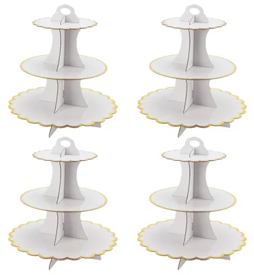 Immagine prodotto di Supporto per torte in cartone a tre strati, ideale per feste e matrimoni