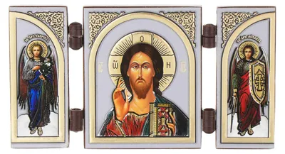 Ikoon Triptiek Christelijk Houten Reisaltaar 9,5x5,2 cm