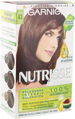 Produktbild von Garnier Nutrisse Creme Intensive Coloration with Fruit Oil Hair Dye Avocado Oil Golden Brown Longer Color Shine