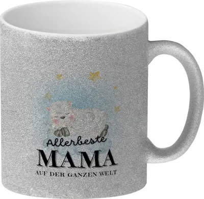 Produktbild von Allerbeste Mama der Welt Glitzer-Kaffeebecher mit Lamm