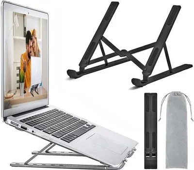 Produktbild von Famanu Laptopständer - verstellbar - faltbar - tragbar - aus Aluminium - geeignet für Laptops von 10-15,6 Zoll