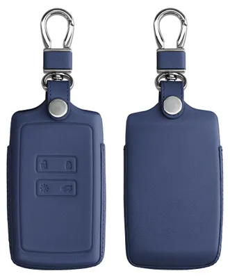 Produktbild von kwmobile Autoschlüssel Hülle kompatibel mit Renault 4-Tasten Smartkey Autoschlüssel (nur Keyless Go) - Leder Schutzhülle Schlüsselhülle Dunkelblau