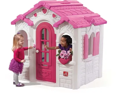 Imagen del producto de Step2 Sweetheart Casa infantil de Plastico en rosa / blanco | Casita de Juegos para ninos de Jardin / exterior | Con timbre y accesorios