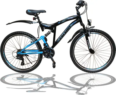Produktbild von 26 Zoll Mountainbike SHIMANO 21-Gang Fahrrad mit Vollfederung & Beleuchtung OXT-Blue