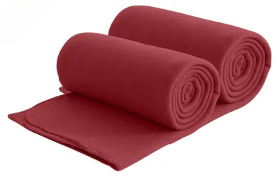 Produktbild von 2er Set Fleecedecken aus 100% recyceltem Material + OEKO-TEX 130x160 ca. 400 g - dunkelrot mit Anti-Pilling und Kettelrand