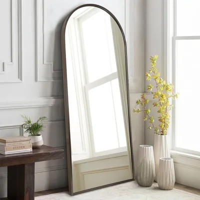 Immagine prodotto di Specchio a figura intera con cornice in metallo ad arco, alluminio, 120 x 40 cm